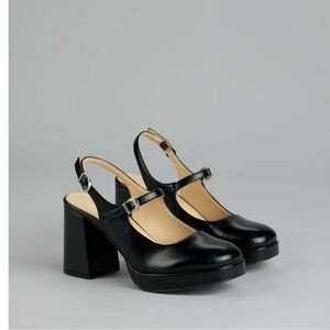 Windsor Black Block Heel Mary Janes